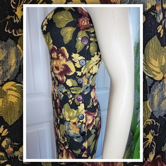 vintage 90s Rampage sleeveless floral print dress with buttons down side… - Picture 4 of 7
